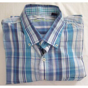 Men Alan Flusser Madras Button Cotton Long Sleeve Shirt Sz XXL (MT826)